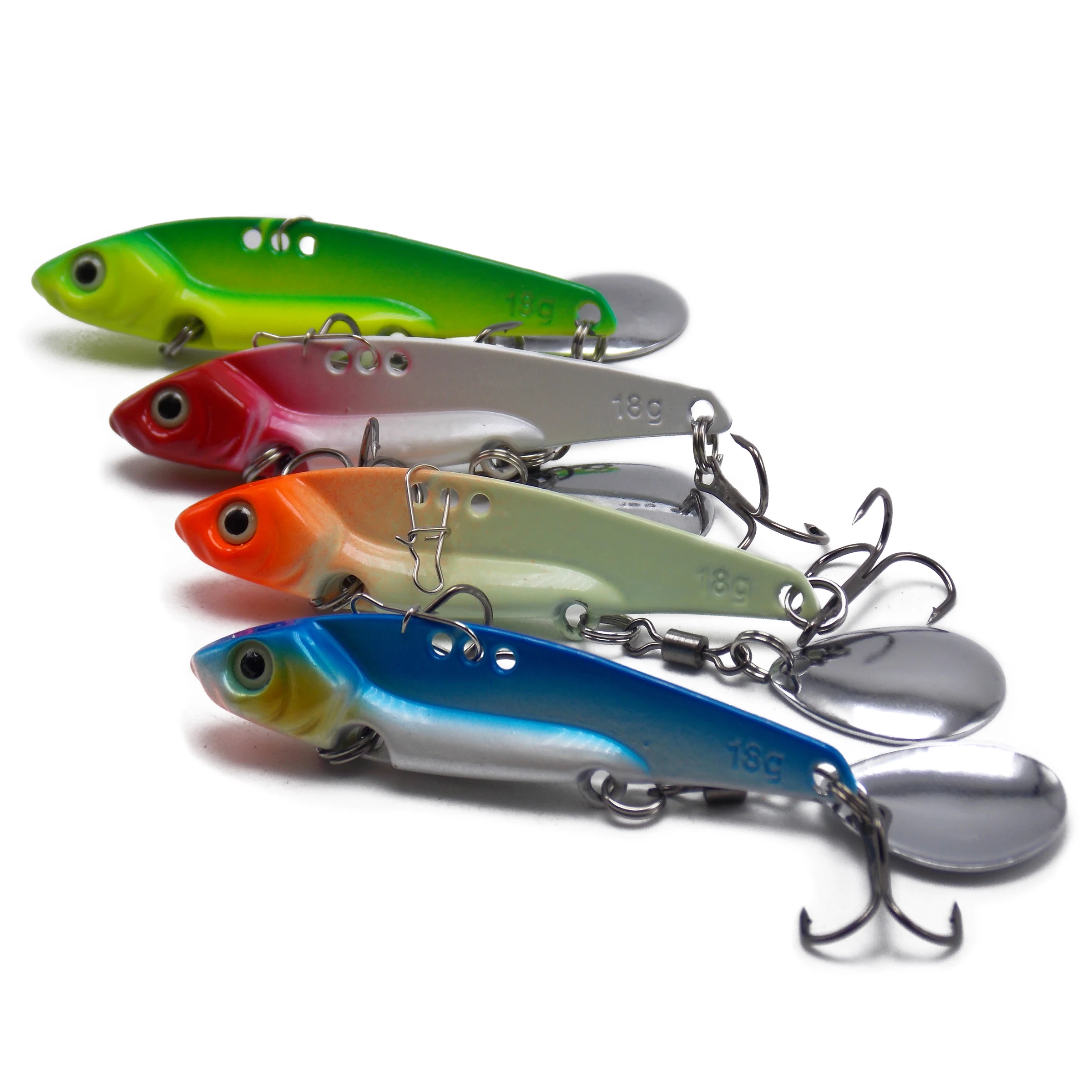 CATCHSIF 4pcs metal spoon fishing baits 18g with swivel and blade add sound flash lure