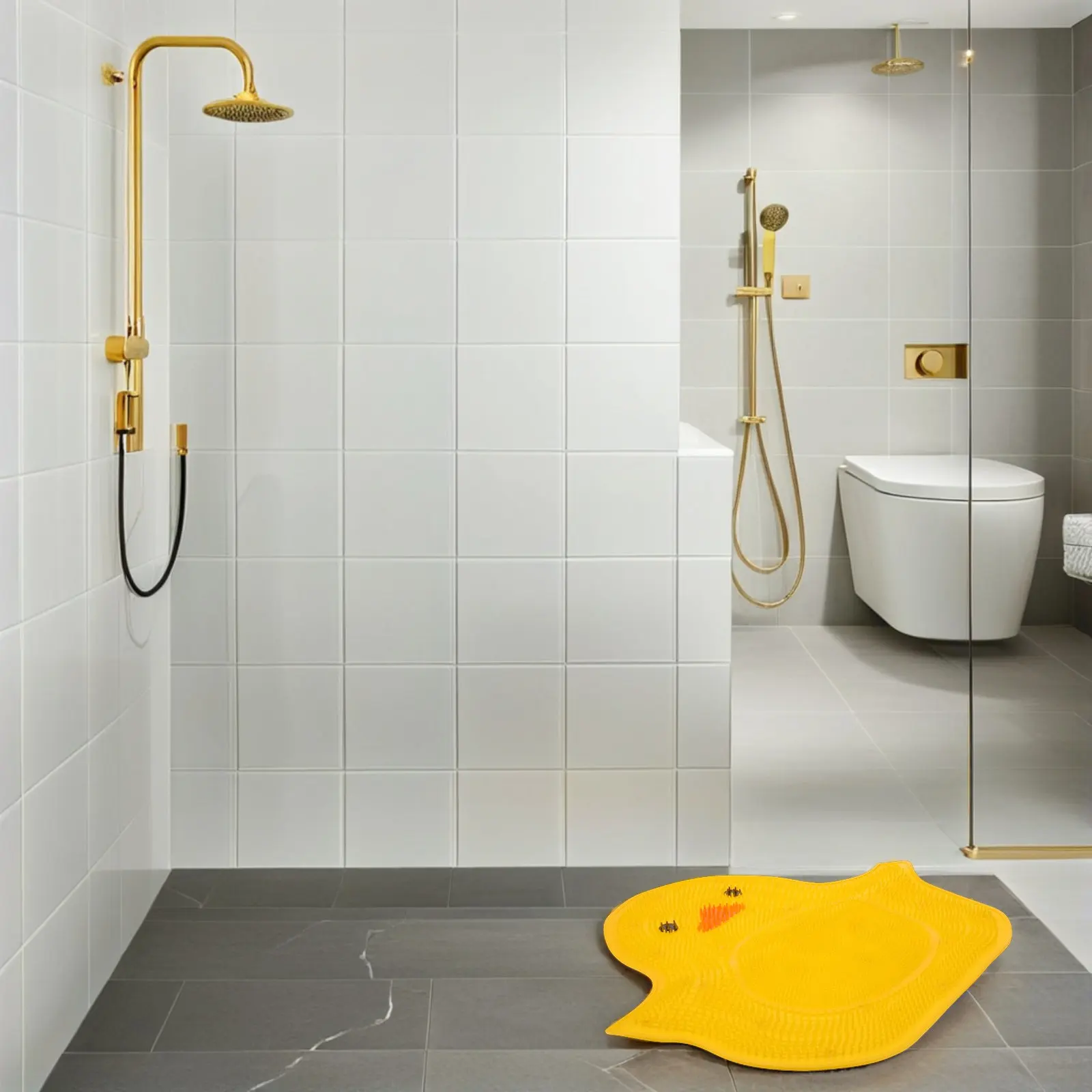 

2Pcs Silicone Foot Scrubber Mat Shower Floor Non-Slip Bathtub Spa Mat Foot Massage Pad Soft Cushioned Yellow