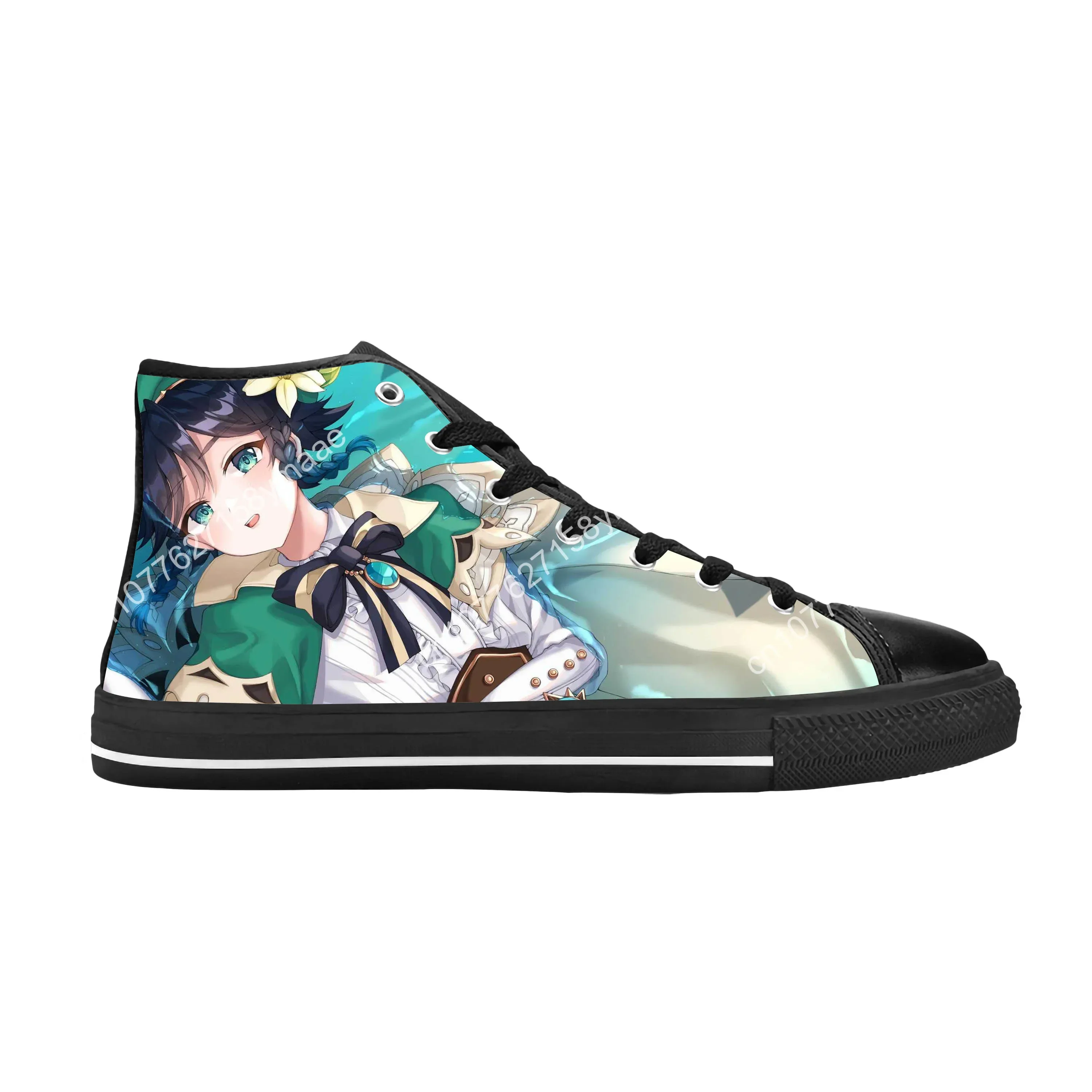 Anime Manga Cartoon Genshin Impact Venti Barbatos Casual Cloth Shoes High Top Comfortable Breathable 3D Print Men Women Sneakers