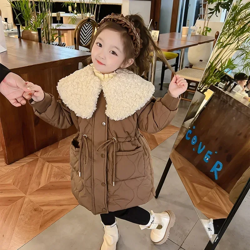 Baby Girl Top Girls Winter Cotton-padded Coat 2024 New Winter Coat Cashmere Padded Coat Winter Baby Cotton-padded Jacket