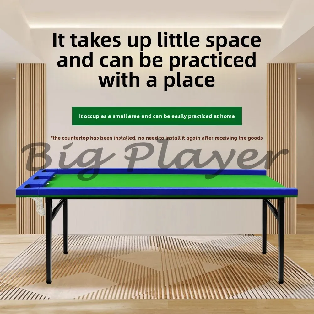 Five Points Pool Table Home Training Snooker Pocket Wooden Hole Foldable Iron Legs Playing