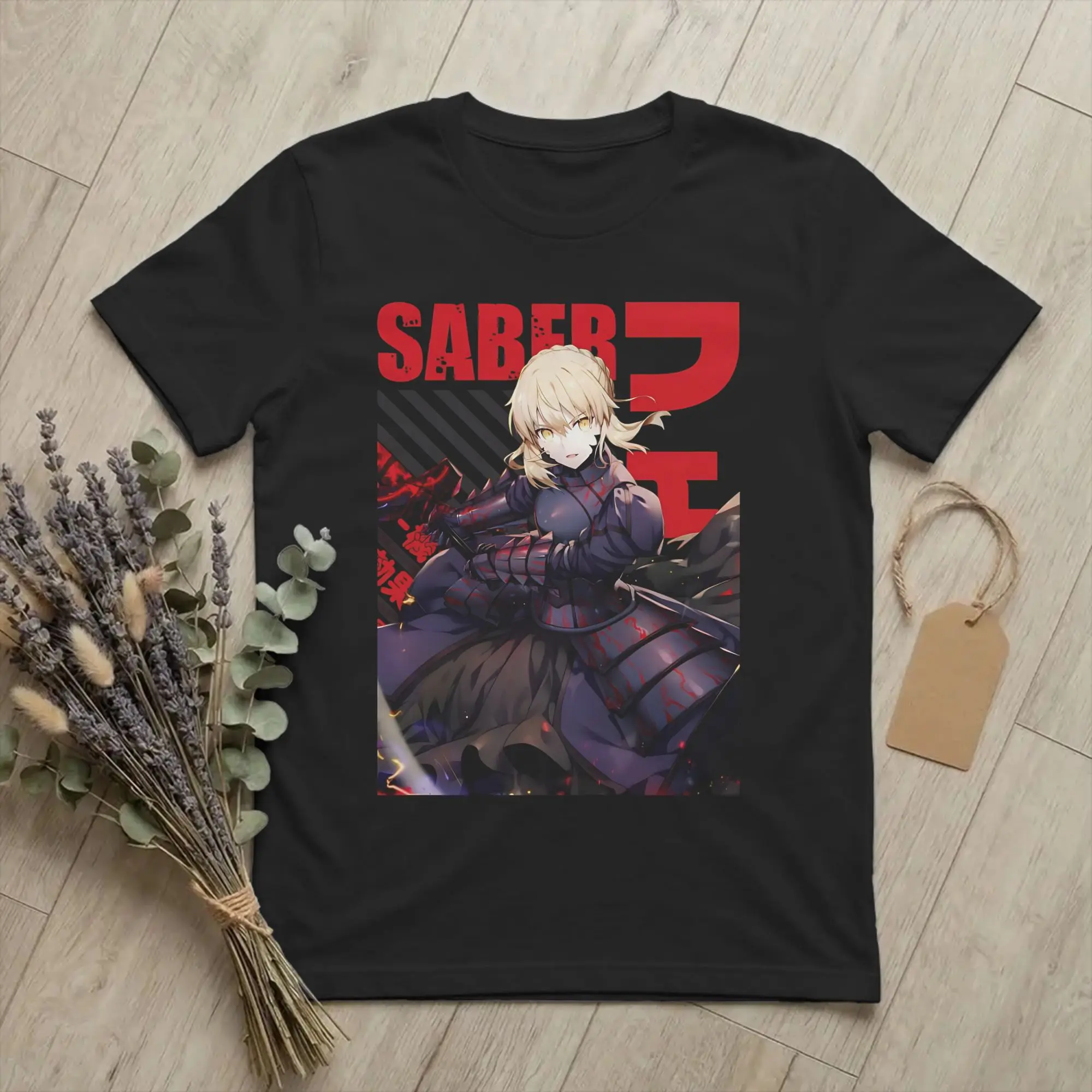 Novelty Fate Stay Night Anime Saber Alter  Tshirt Men's Round Neck Short Sleeve Tops  Cotton Summer Tops Shirts