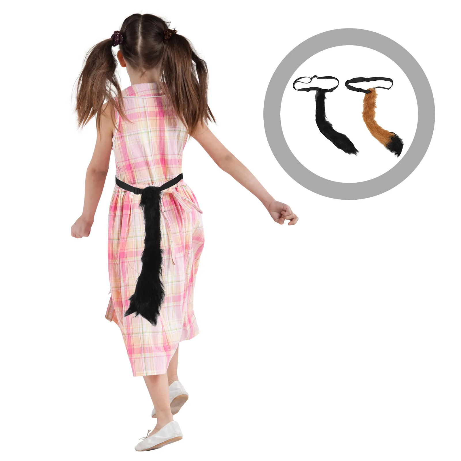 

2Pcs Animal Tail Cosplay Supply High Durability Cat Fox Wolf Tail Costume Accessory for Party Festival Performance Photo Prop