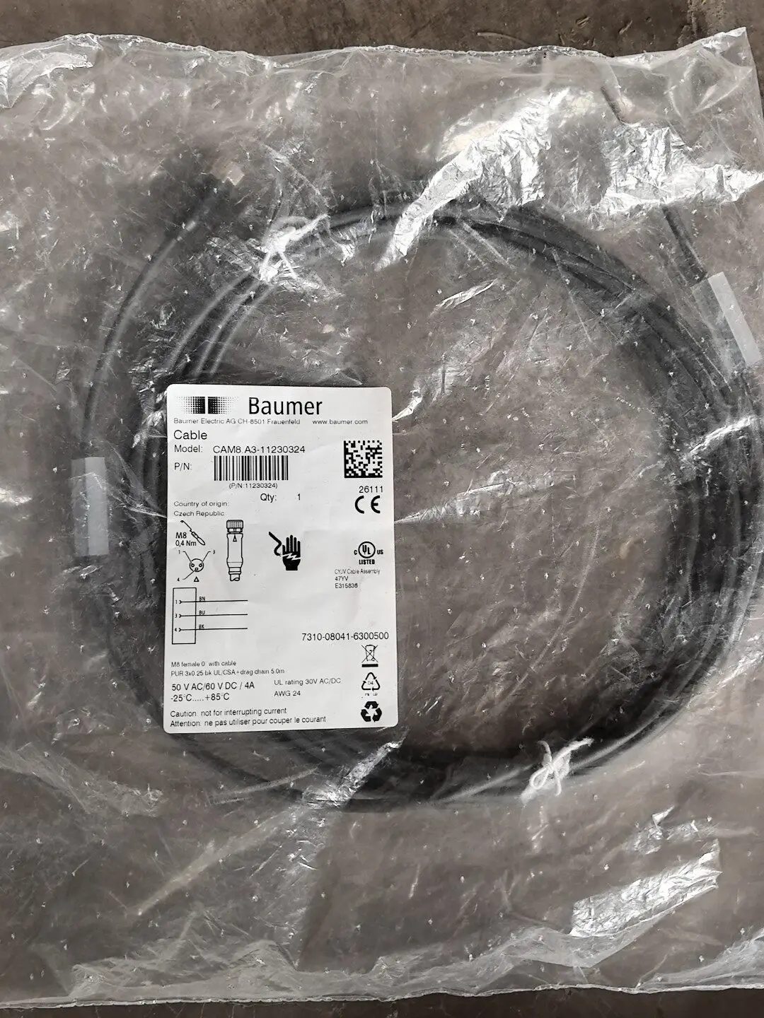 Germany Baumer plug cable CAM8.A3-11230324 high quality