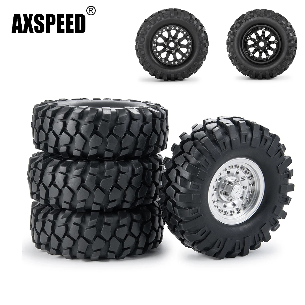 AXSPEED 1.9 Inch Beadlock Wiel Met Banden 108mm Rubberen Banden voor Axiale SCX10 D90 1/10 RC Crawler Auto onderdelen