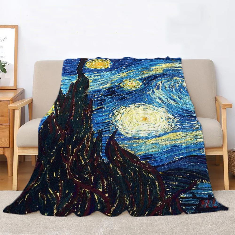 Van Gogh Custom Blankets & Throws Bed Throw Blanket King Size Beach Towel Home Interior Microfiber Bedding Knitted Plaid Knee &