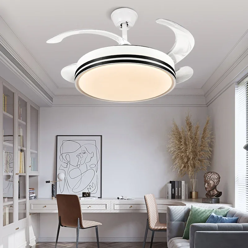 

Ceiling Fans Modern Intelligent LED Ceiling Fans with 4 Retractable Blades Ventilador De Techo Con Luz Led Y Mando for Bedroom