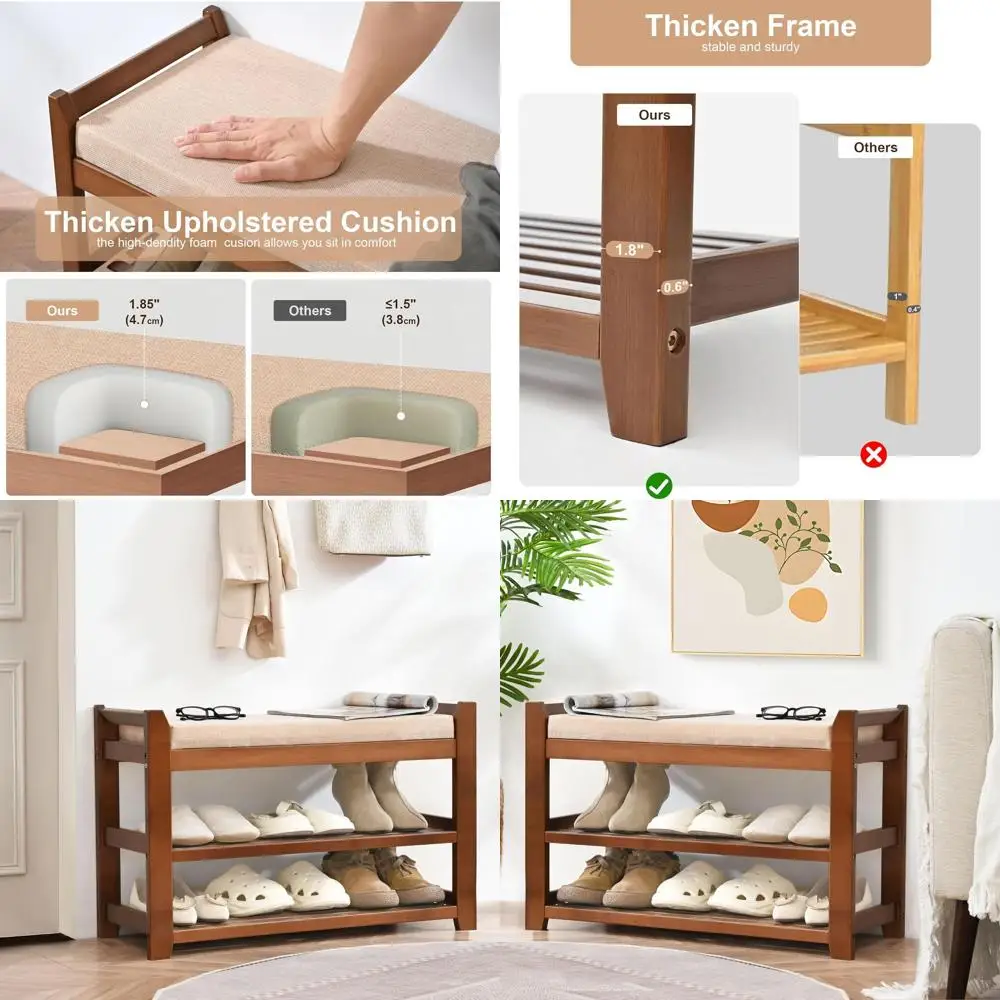 

Cushioned Shoe Storage Bench for Entryway, Bedroom, and Living Room