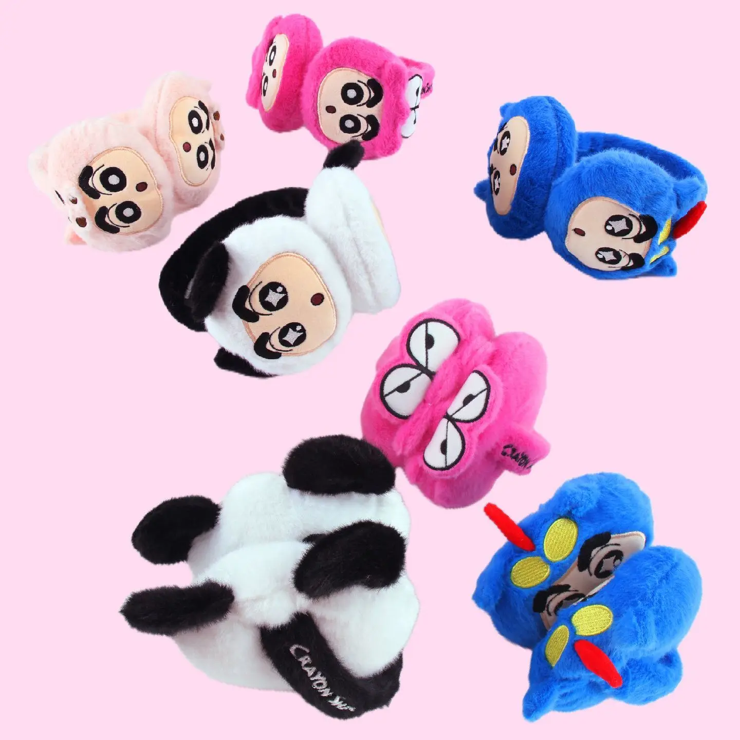 Kawaii Crayon Shin Chan Superman Panda Winter Warmth Eartips Children's Ear Cover Girls' Warm Folding Plush Eartips Girl's Gifts