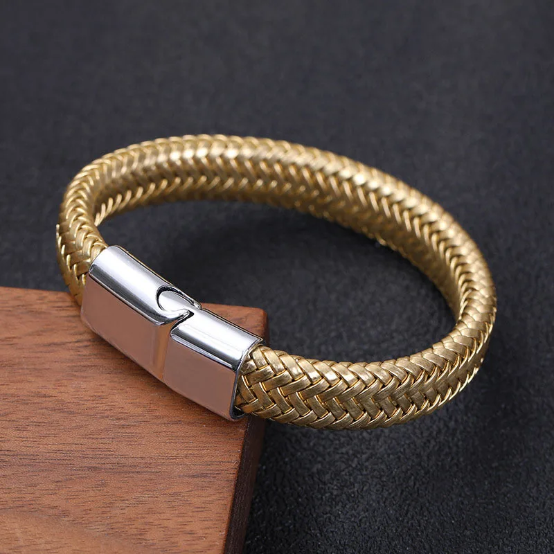 Magnetic Clasp Leather Braided Bracelet Bangle for Men Woven Bracelet Mens Hand Jewellery Leather Bracelet Homme Accessories