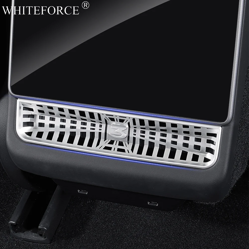For Tesla Model 3 Highland 2024 Rear Air Vent Cover Center Console Armrest Box Back Conditioner Outlet Filter Grille Protector