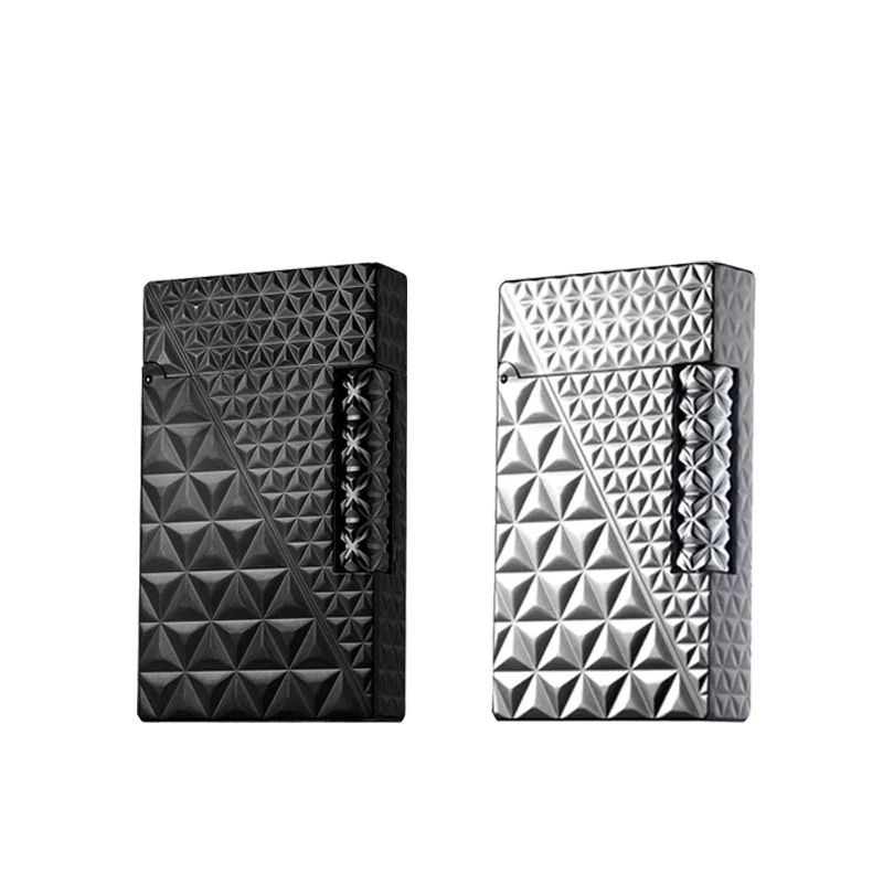 

L1/L2 Options Luxurious Pure Copper Sleek Diamond Pattern Loud Ping Sound Gas Lighter Collection