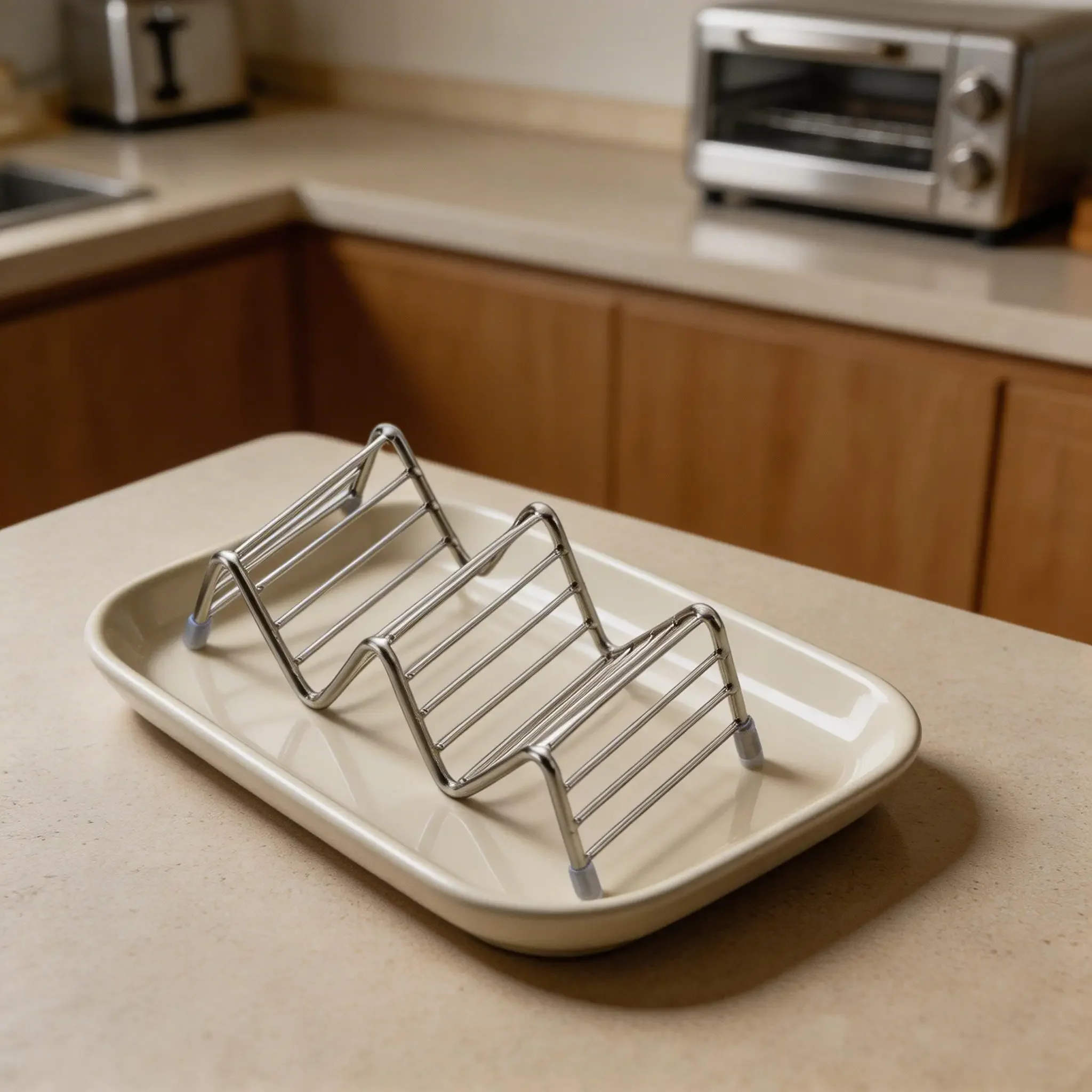 

W-Shaped Taco Soap Holder With Drainage Tray For Bathroom Kitchen Sink Space Saving Non-slip Stainless Steel Soap Holder