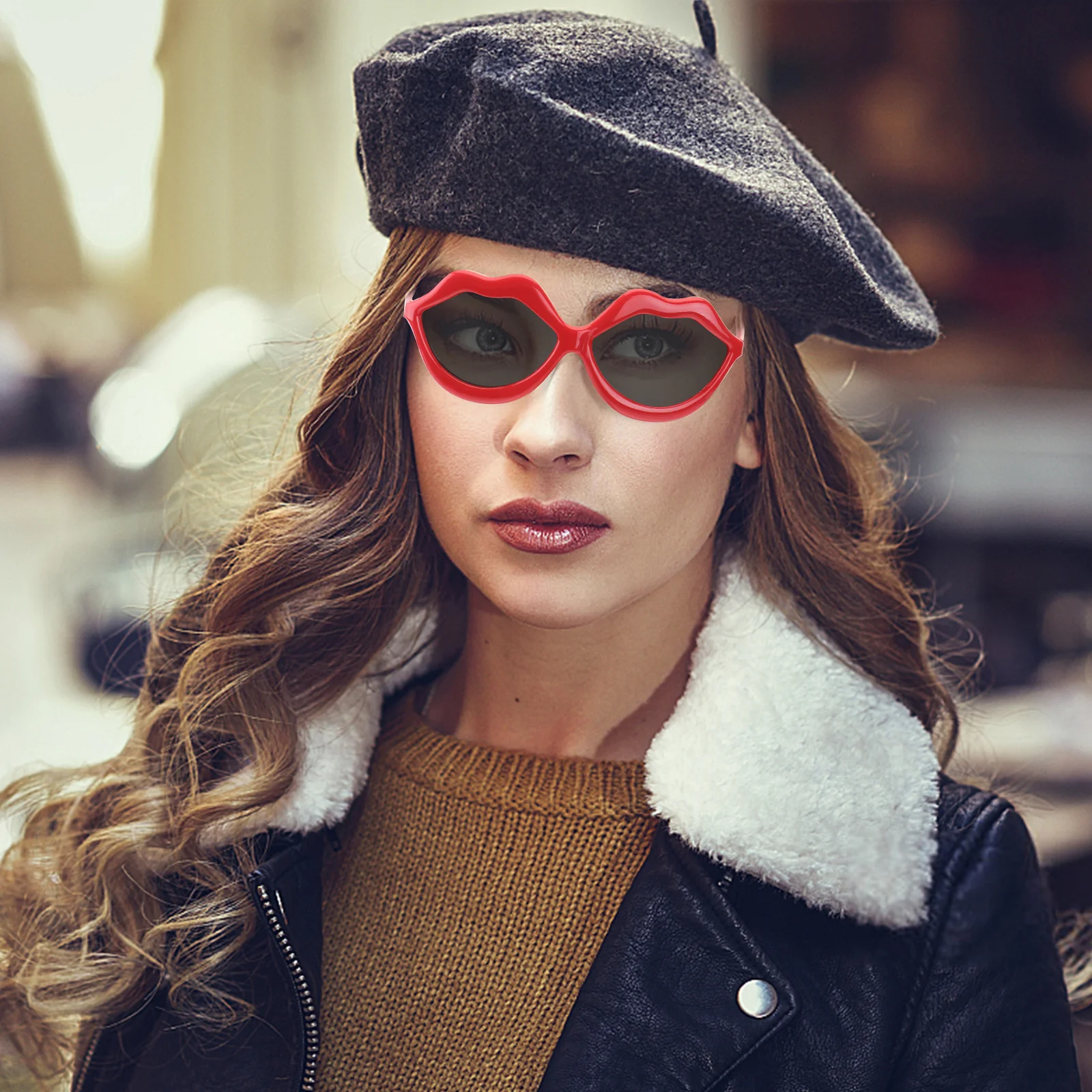 

2Pcs Red Lip Funny Eyeglasses Creative Lightweight Party Supplies Prank Tools Halloween Cosplay Masquerade Stage Performance