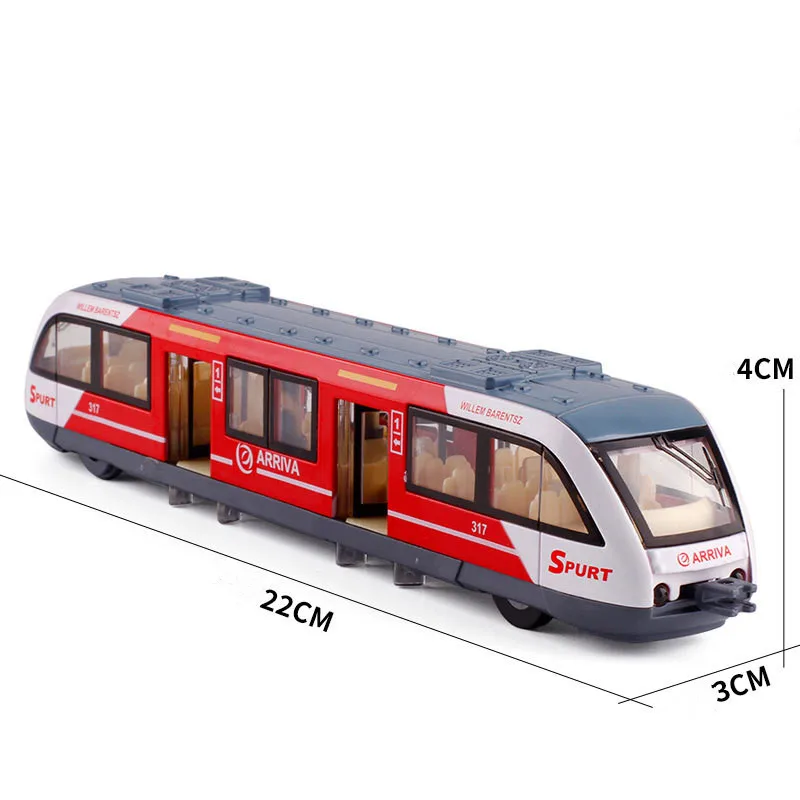 Modelo de tranvía del metro extraíble de aleación 1:87, juguete de tren de embalaje original, sonido y luz simulados, venta al por mayor