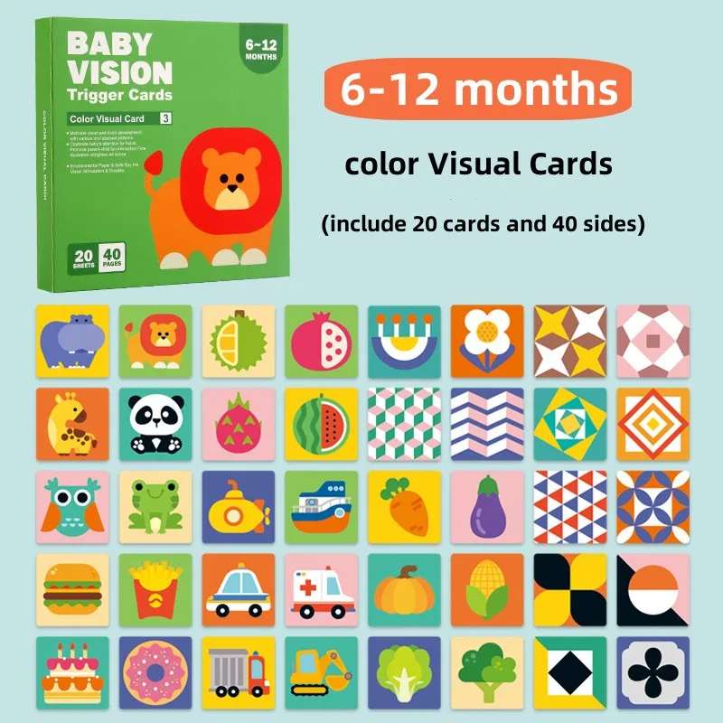 ความคมชัดสูง Montessori ทารก Visual Stimulation Card ของเล่นความรู้ความเข้าใจสี Baby Vision การ์ดของเล่น Montessori Early Educational