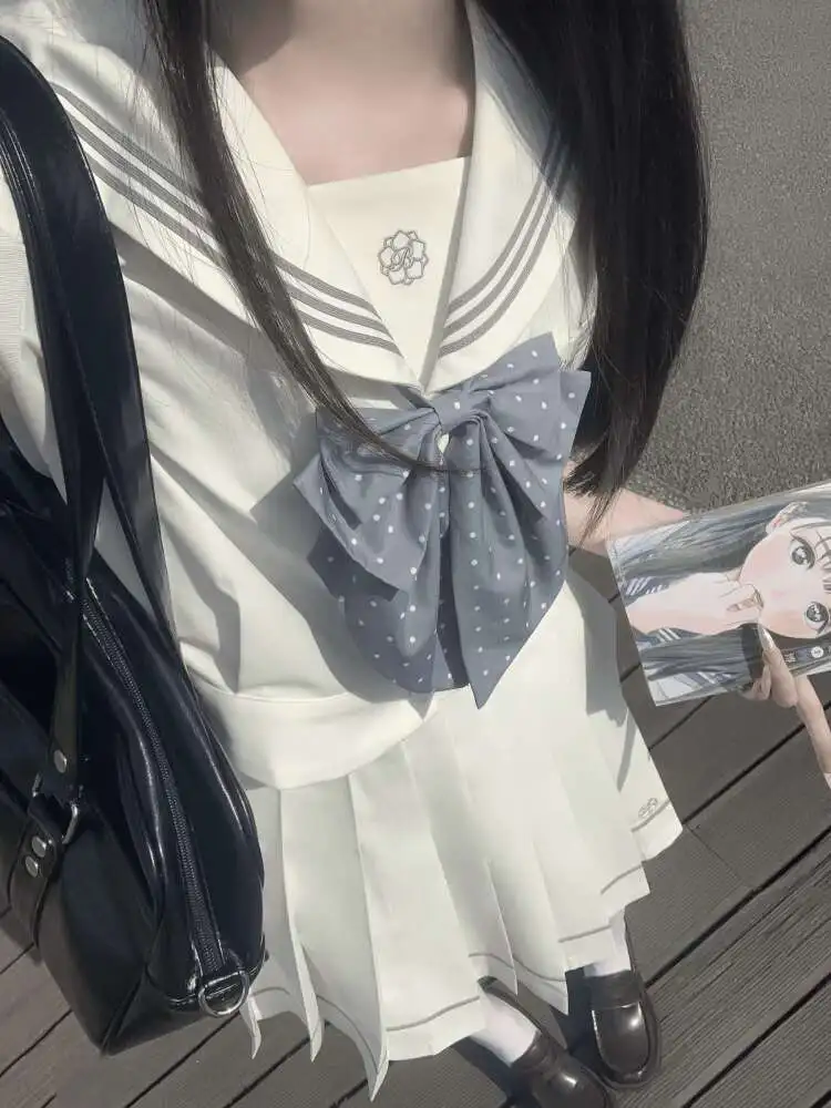 

New Sailor Uniform Japanese Style Academic Atmosphere White T-shirt Summer JK Uniform Suit Fiesta Carnival Halloween Cos Cosplay