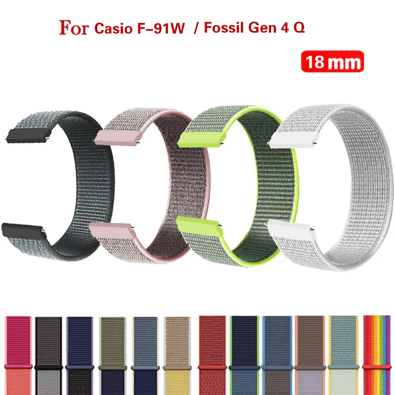 18MM Nylon Loop Strap For Fossil Gen 3 4 Q Venture HR Smart Watch Bands For Huawei B5 Garmin 255s Vivoactive 3S 4s Venu 2S