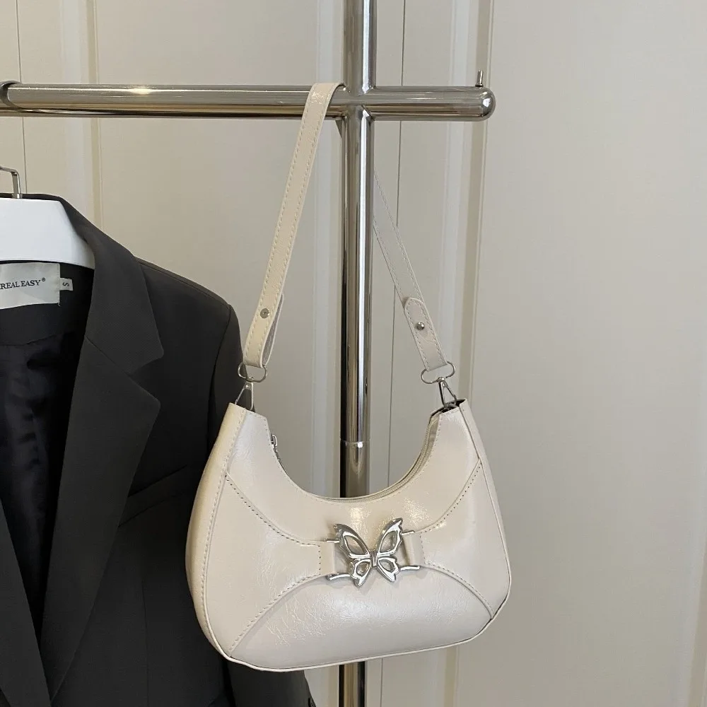 

Милая корейская сумка через плечо с бабочкой, универсальные кожаные сумки на ремне для отдыха Y2k, милая сумка-тоут на молнии, кошельки