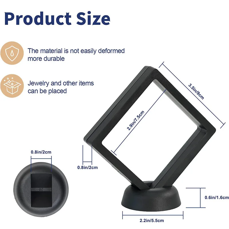 10 قطعة فيلم البولي ايثيلين صندوق تخزين المجوهرات ثلاثية الأبعاد علبة التعبئة والتغليف حامل مجاني العائمة الإطار غشاء حلقة أقراط قلادة عرض حامل