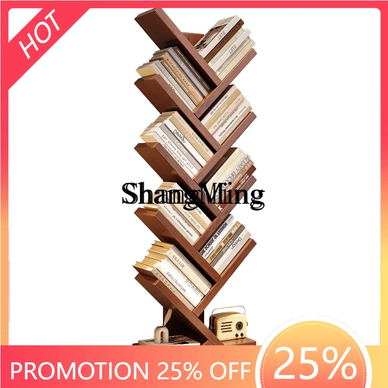 

SM Home All Solid Wood Bookshelf Floor Shelf Household Living Room Storage Bookcase Small Shelf