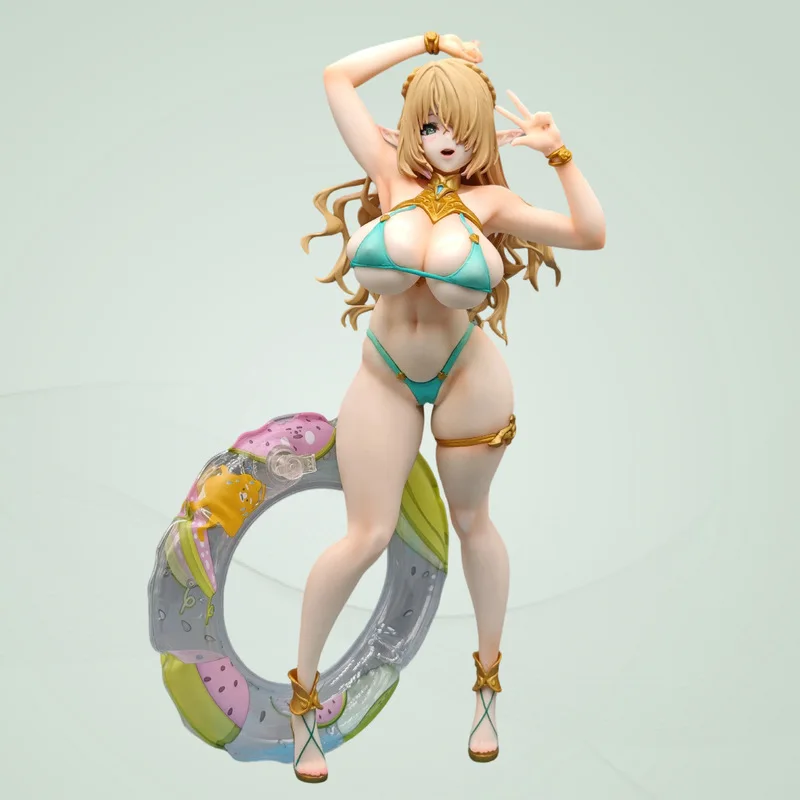 

Фигурка аниме-девушки Pretty Girl Lovely 8th Villager в купальнике с надувным кругом, ПВХ, 25 см, статуэтка для декора рабочего стола, для коллекционеров аниме