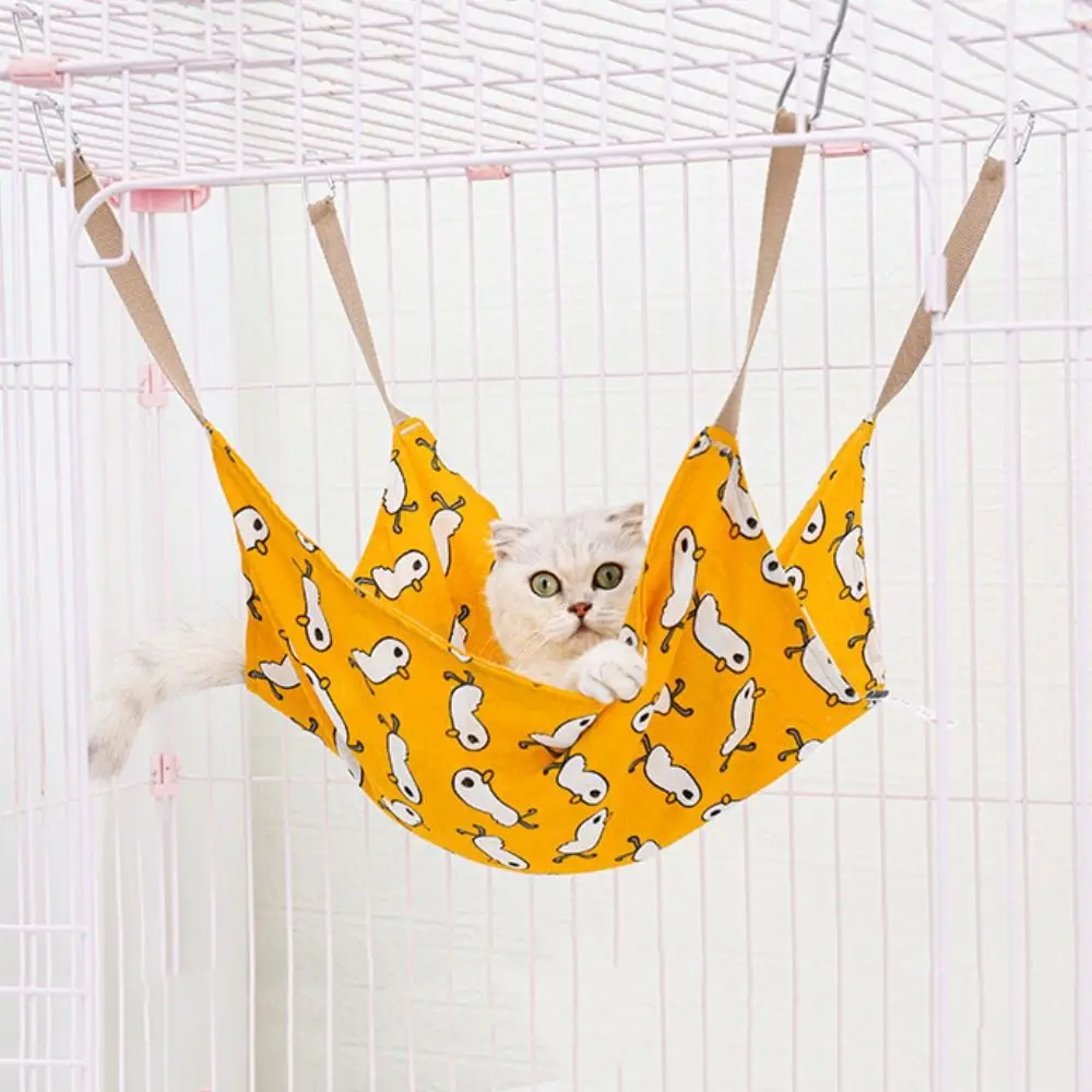 Amaca traspirante in cotone e lino per gatti resistente all'usura altalena morbida per gatti multicolore con gancio per appendere letto per amaca per gatti per interni