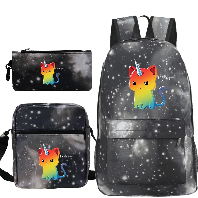 Mochila Unicorn Backpacks Canvas Rucksack Women Bagpack Bookbags 3 PCS/set Knapsack School Bags for Girls Boys Kawaii Book Bags