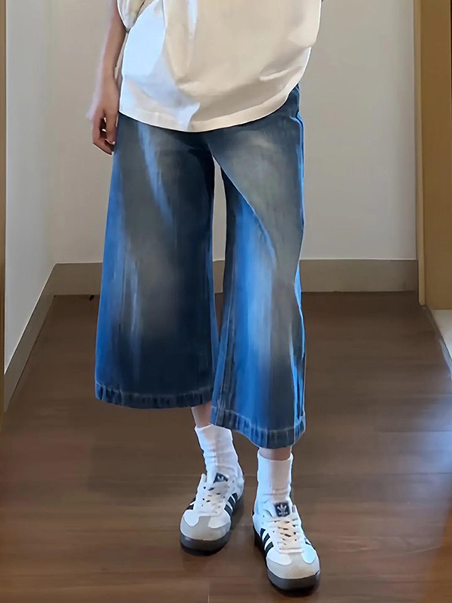 

plus Size American Style Retro Washed Loose Wide Leg Jeans Women's Spring Summer New Straight Cut Denim Pants High Waist