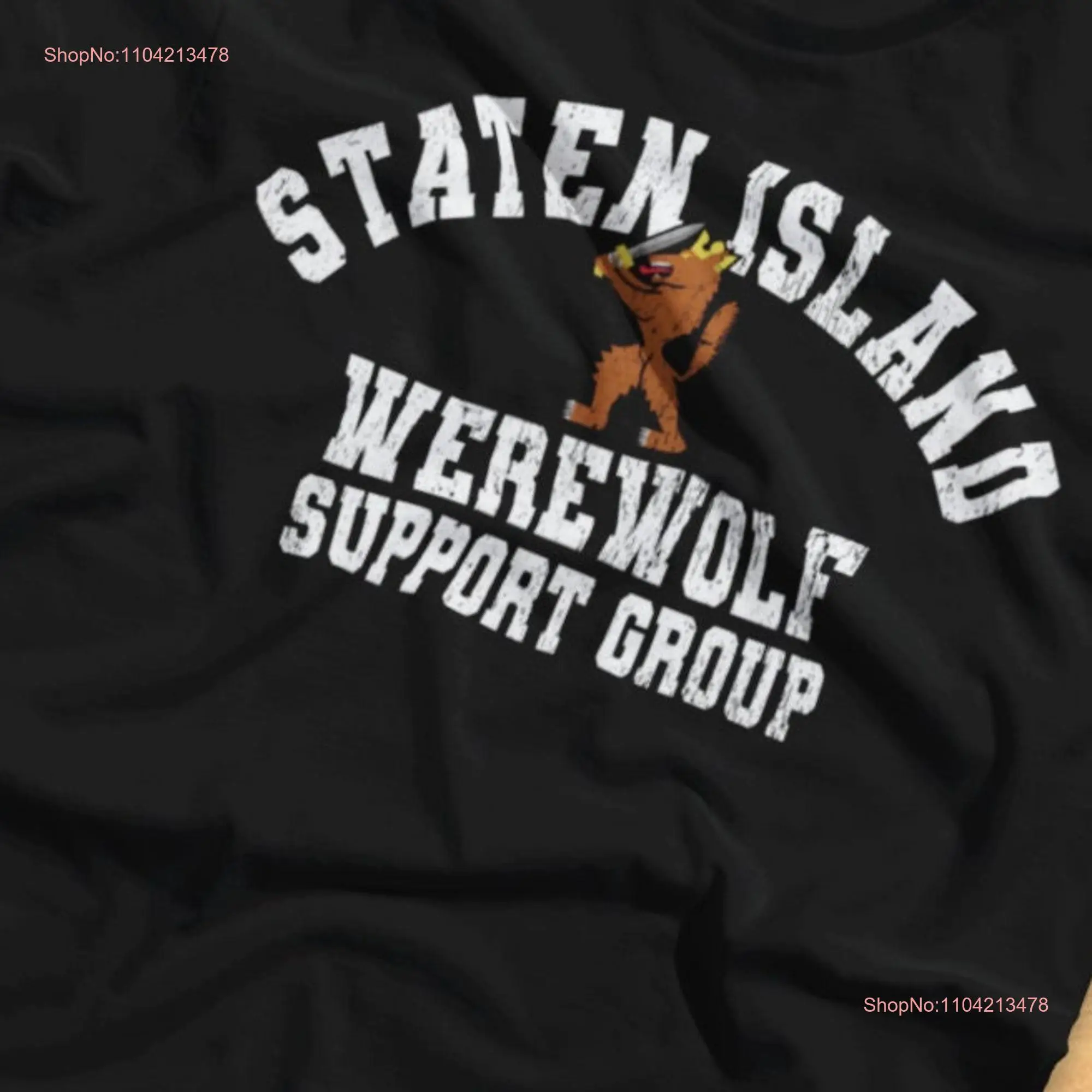 

Футболка Staten Island Werewolf Support Group с забавными тенями вампира с длинными или короткими рукавами
