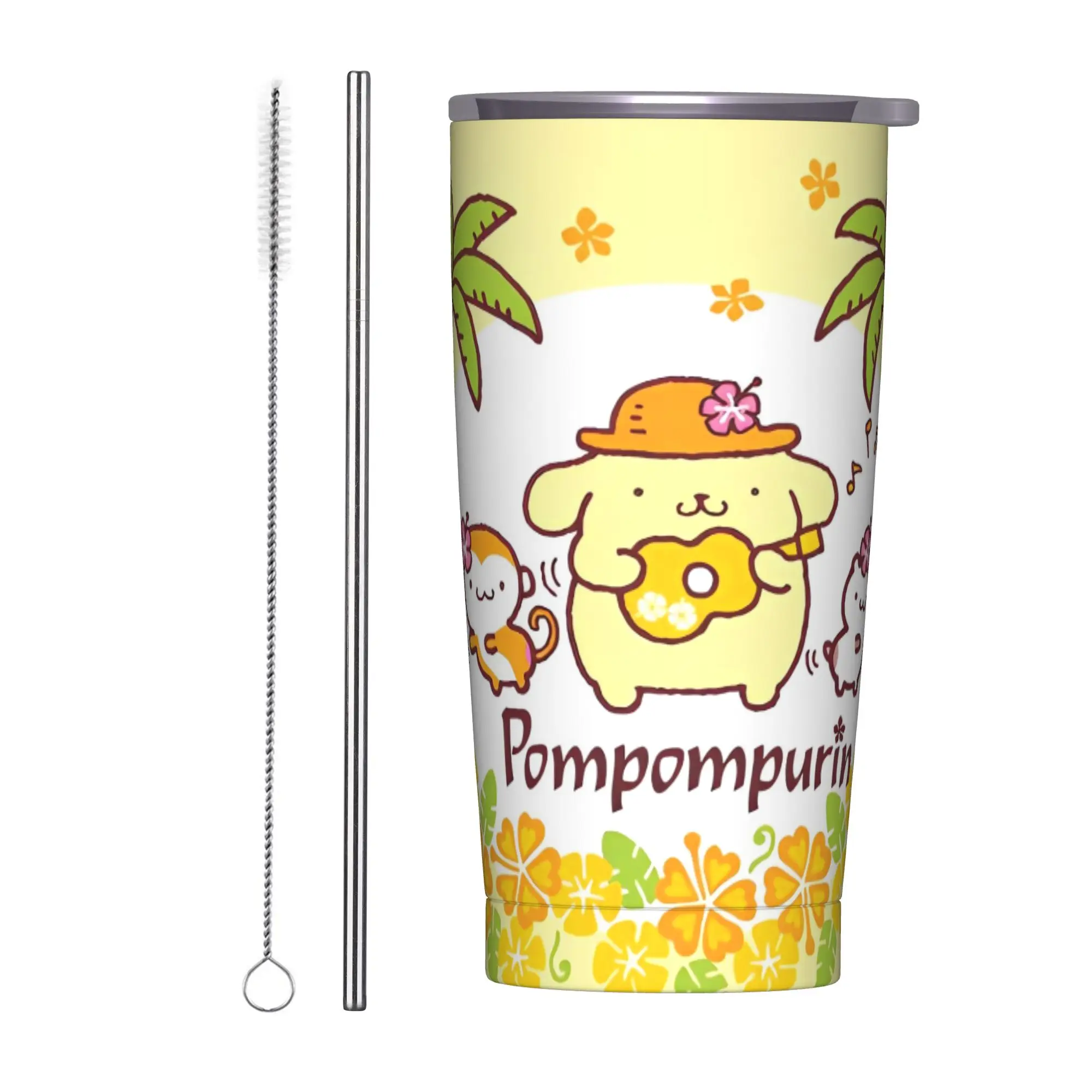 

Pom Pom Purin Stainless Steel Tumbler Travelist Thermal Cups With Straws and Lid Large Capacity Mug Cup Hot Drinks Water Bottle