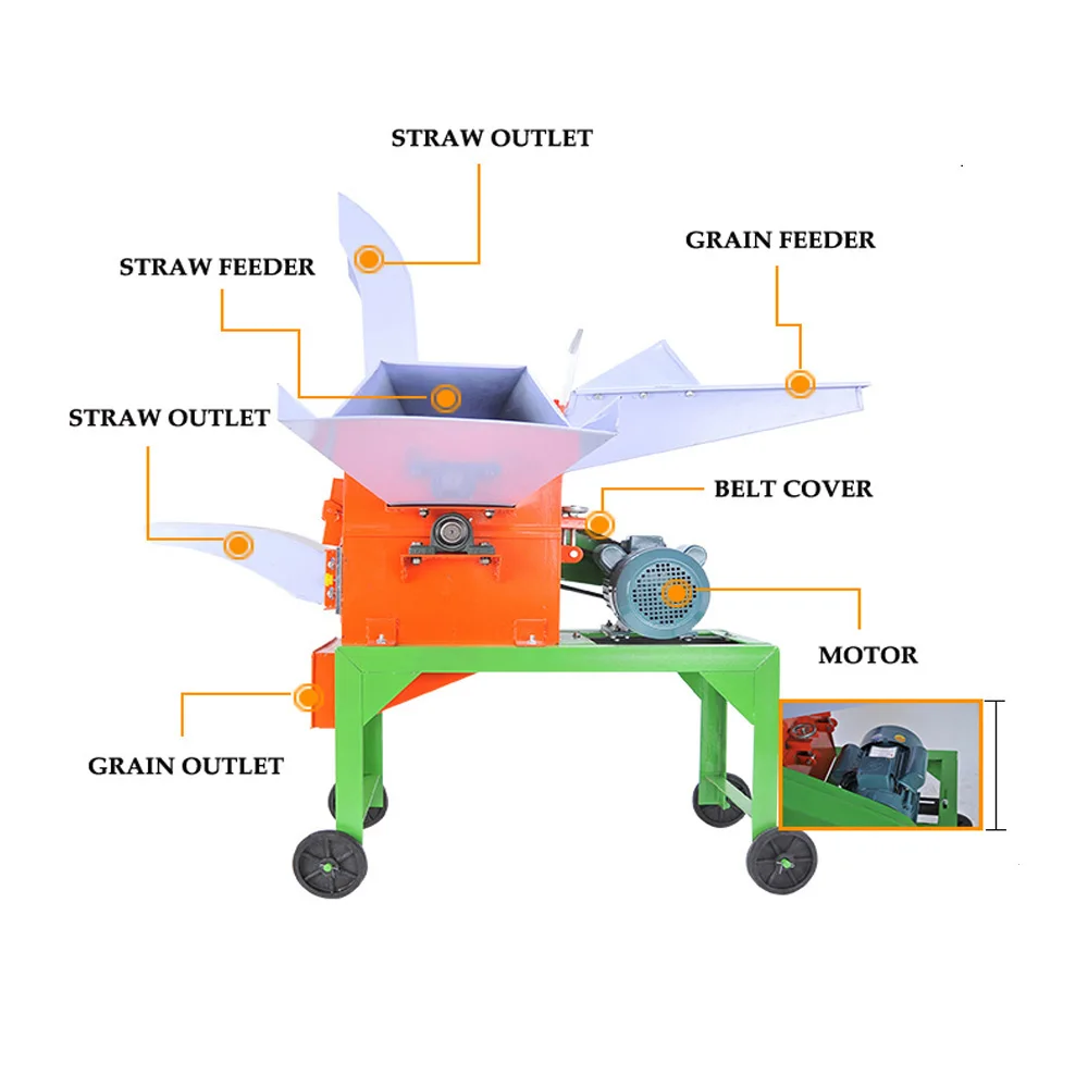 Farm Use Animal Feed Processing Straw Silage Chaff Cutter And Crusher For Wet-Dry Grass