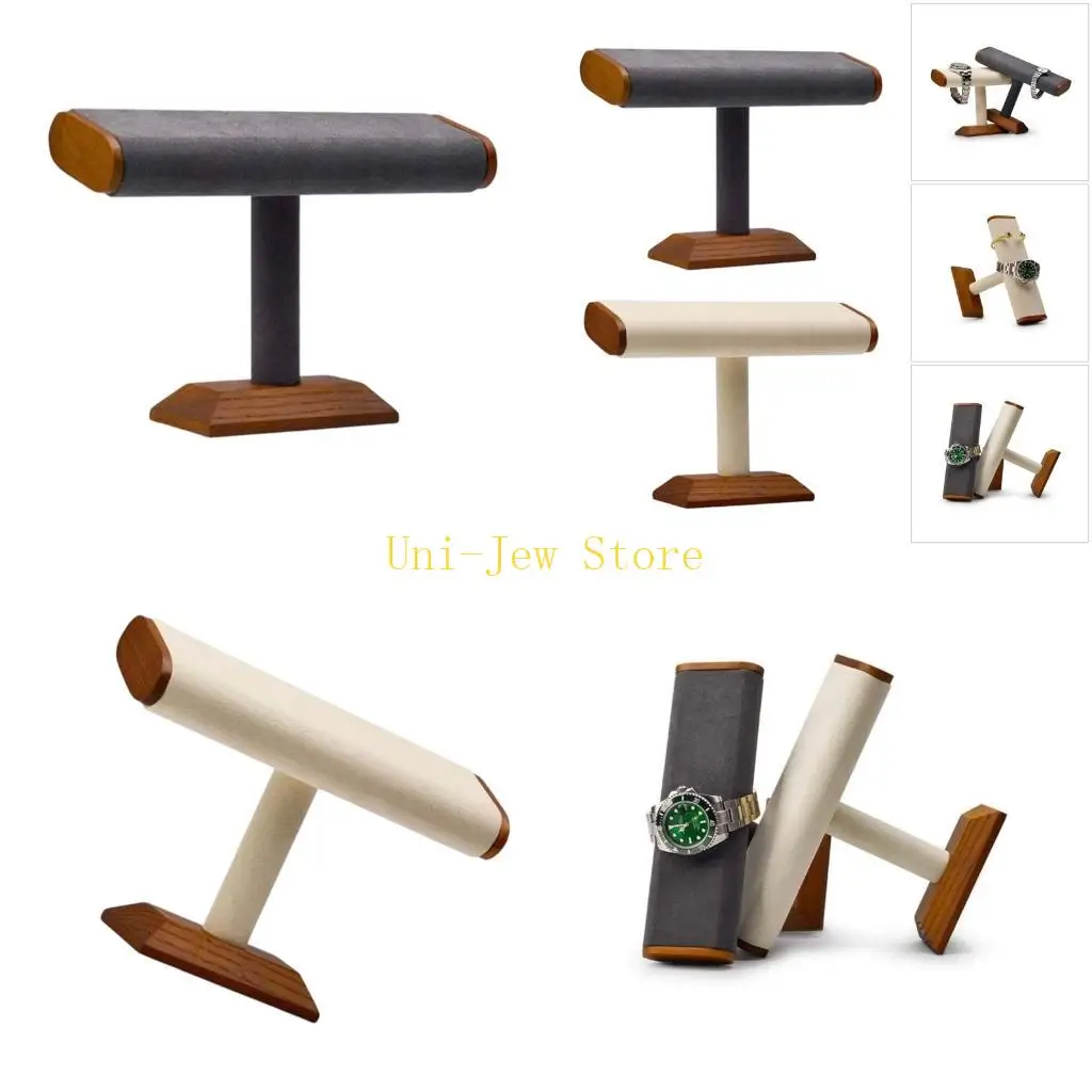 

40GB Modern Jewelry Exhibition Shelf Walnut Base Gray Finish Multi Scene Decorative Display Rack for Accessories