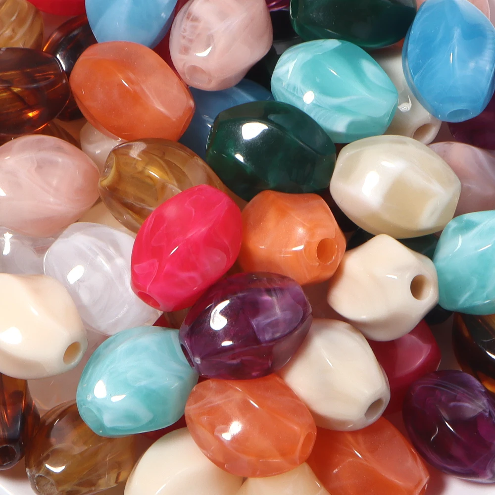 10 Stück unregelmäßige diamantförmige Acrylperlen, zweifarbig, imitierte Natursteine, lose Abstandsperlen für Schmuckherstellungszubehör – Detail 4