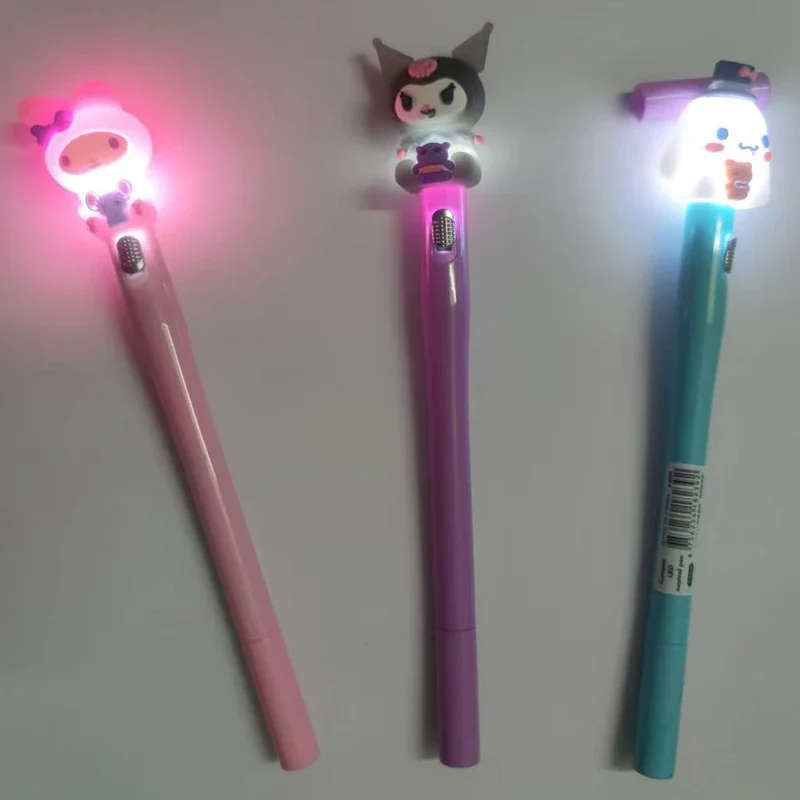 3Pcs/lot Sanrio Mymelody Kuromi Cinnamoroll Kawaii Ballpoint Luminous Light Pen Creativity School Stationery