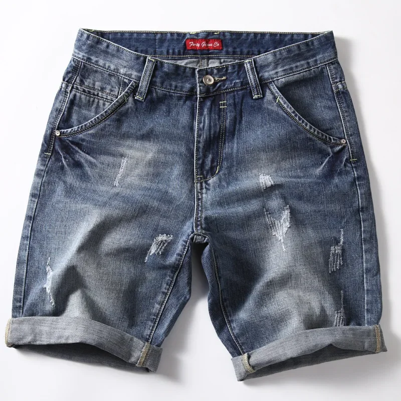 Men Denim Shorts Jeans Pants Good Quality Men Cotton Knee Length Short Jeans New Summer Male Large Size Denim Shorts Size 42