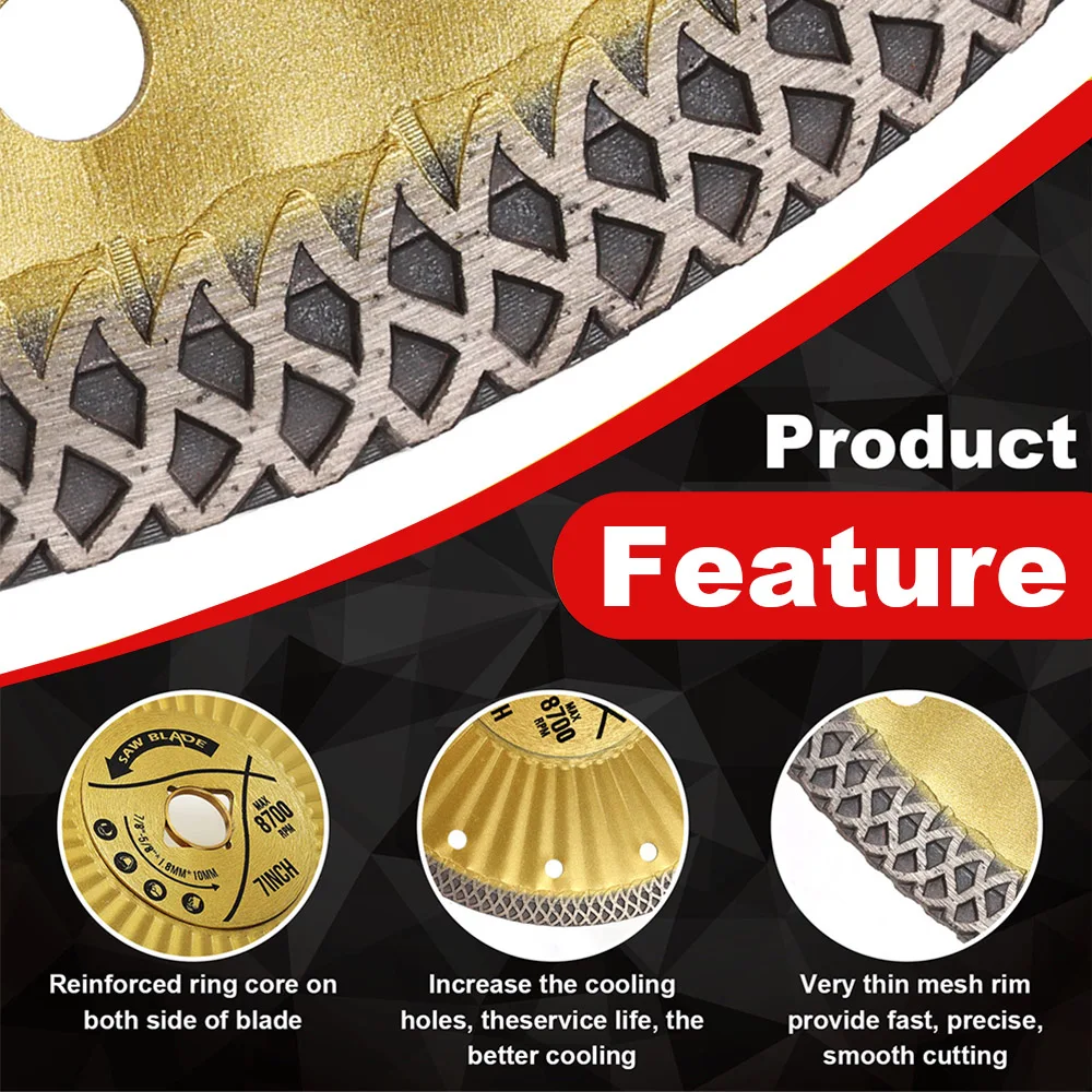 4.5 "เพชร 115 มม.Hot Pressed แผ่นตัดเพชรแคบ Turbo ใบเลื่อยหินประดิษฐ์ควอตซ์กระเบื้องเซรามิคหินแกรนิต