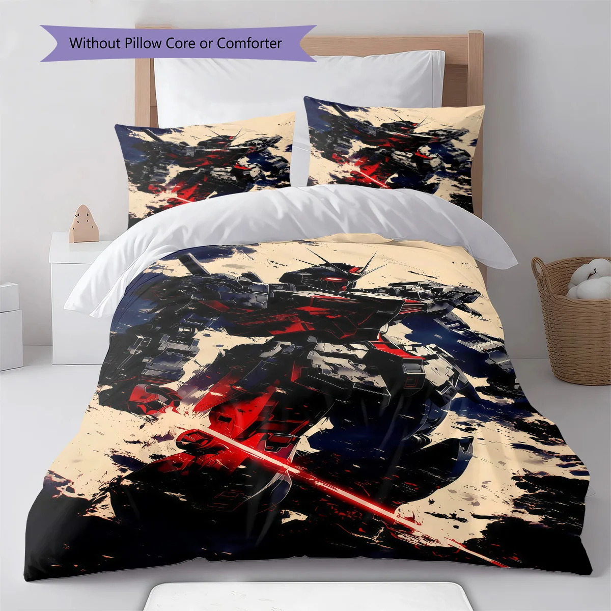 Gundam Cool Robot Style Bedding Set Anime Duvet Cover Polyester Soft Comforter Bedroom Set -QJY