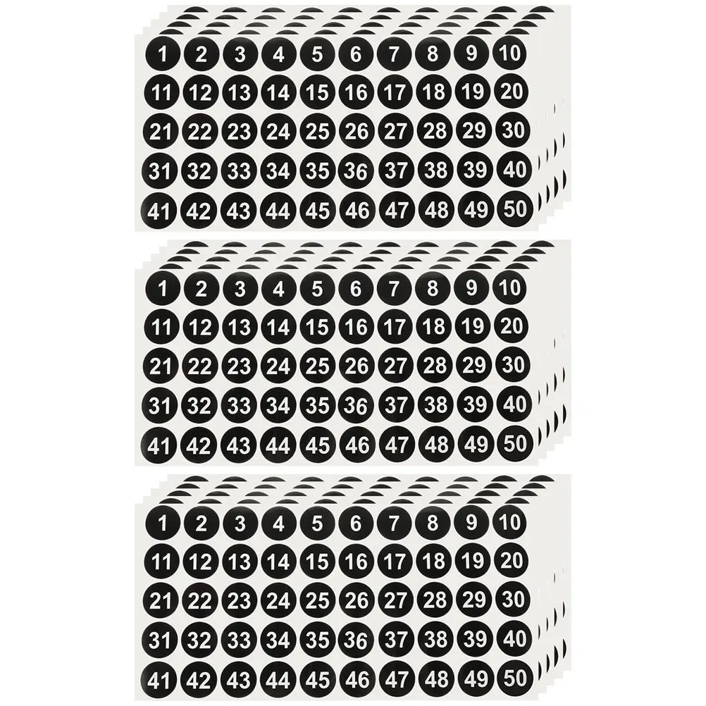 

15 Sheets Round Number Stickers Self-Adhesive Classification Labels for Office Classroom Home Organization Inventory Management