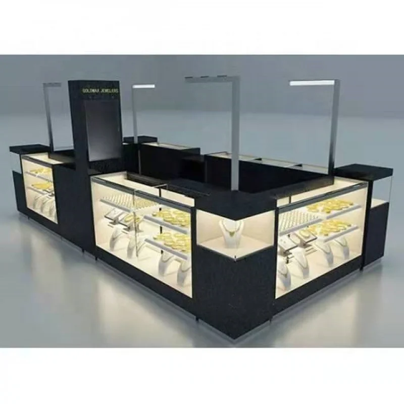 

2025customized.Modern Shopping Mall Jewelry Counter Design Wooden Jewelry Kiosk Showcase Design Mall