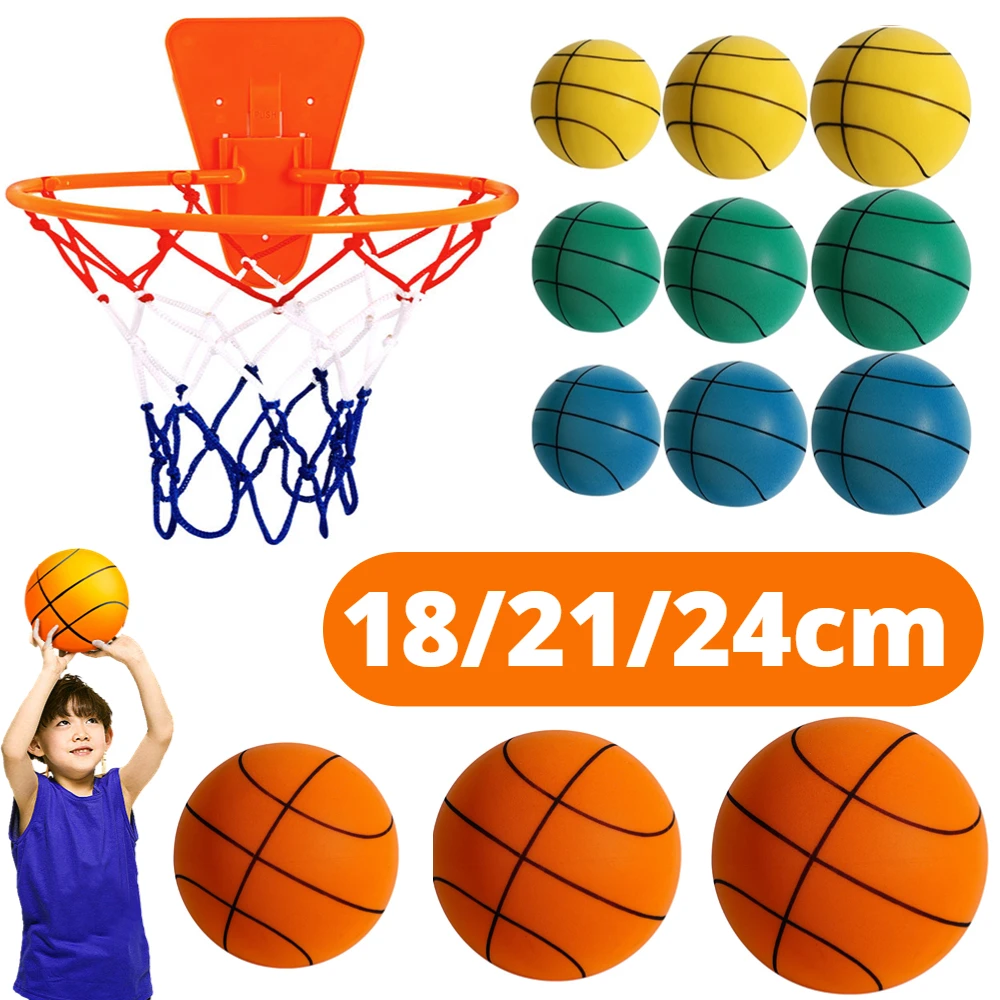 Pelota de baloncesto silenciosa de 24cm para entrenamiento en interiores, pelota de bajo ruido para varias actividades en interiores, rebotando,