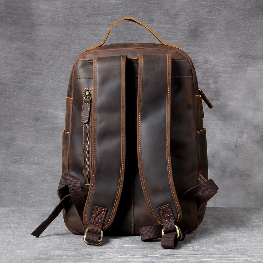 S.WORKER Vintage Echtleder Herrenrucksack Laptop-Tasche Casual Crazy-Horse Leder Schultasche Outdoor-Taschen – Detail 9