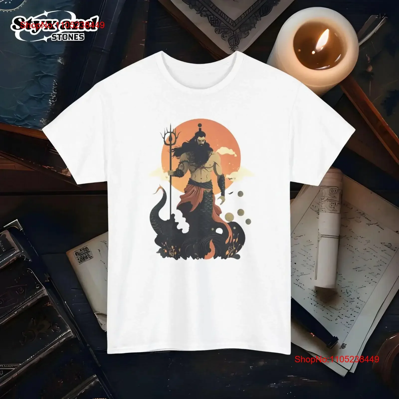 Poseidon God of the Sea T Shirt Greek Mythology Ocean Trident Nautical Themed Apparel vintage Washed Comfortable Slightly
