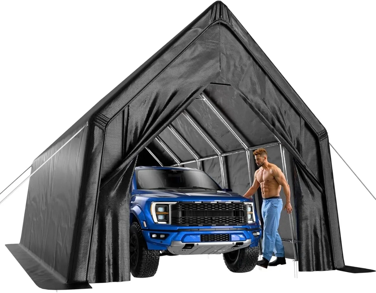 13x24ft Heavy Duty Carport,Full-Size Truck, Anti-Snow Car Port with All-Steel Metal Frame,Large Outdoor Storage Shelter with