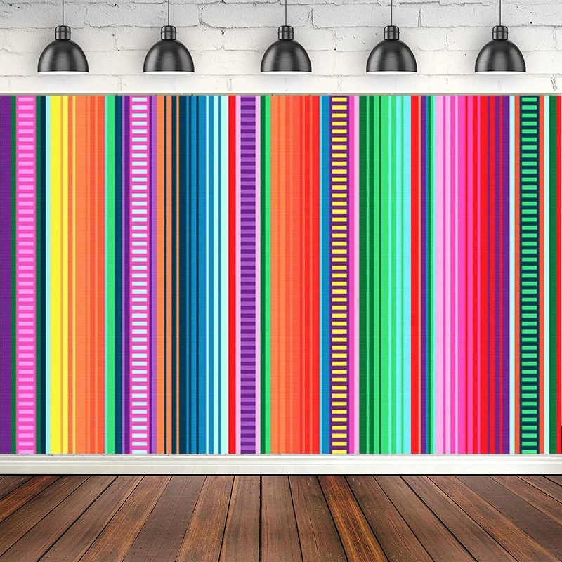 Color Stripe Photo Background For Mexican Fiesta Theme Party Photography Backdrop Birthday Banner Decor Photo Booth Supplies