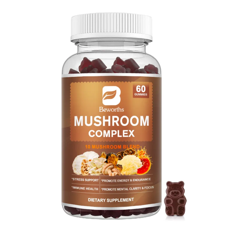 

BEWORTHS 250mg Reishi Mushroom Gummies for Heart and Brain Health Cholesterol Levels Health Relax the brain Good Mood