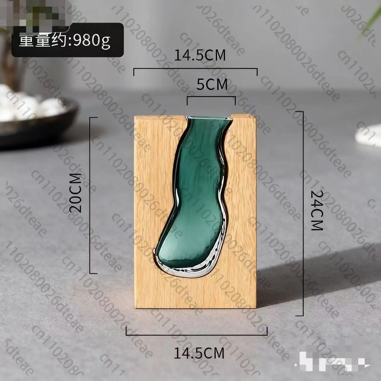 New Chinese Style Solid Wood Glass Vase Wholesale Home Designer Decorative Home Hotel Ornament High-end Soft Decoration