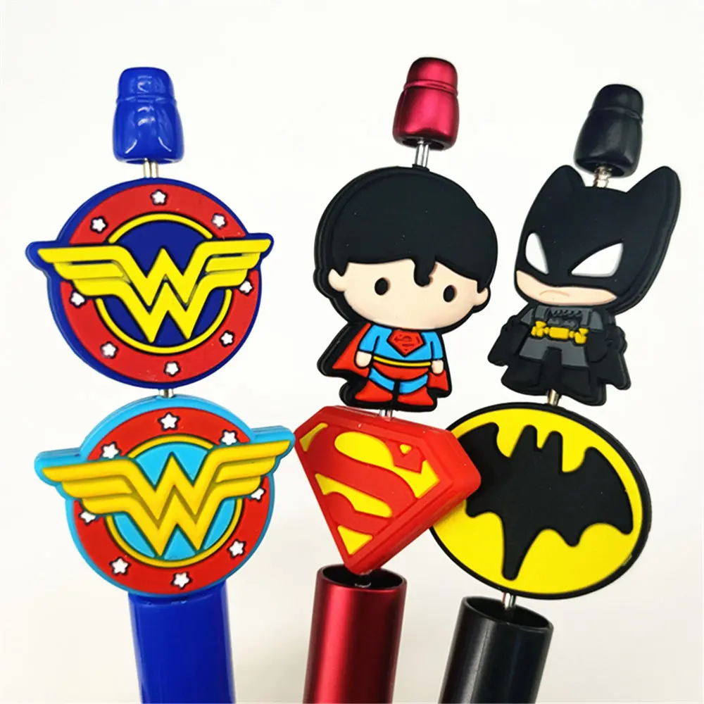 10pcs batman superman focal Silicone Beads For Jewelry Making DIY Nipple Chain Bead Pen Handmade Accessories