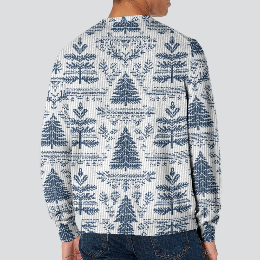 Men's and women's Crew Neck Sweater Soft Casual Sweaters for Men, Christmas style tree design, Autumn/winter Pullover Sweater