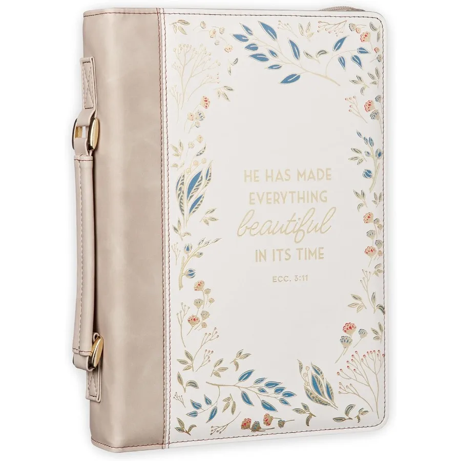 Christian Art Gifts Funda bíblica inspiradora de cuero vegano de primera calidad para mujer: perfecta para devoción diaria y viajes Fe